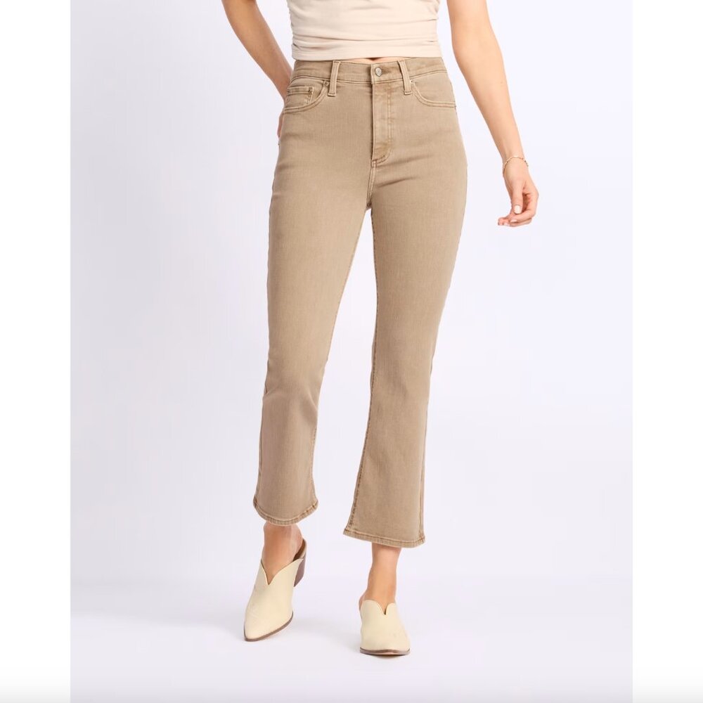 Pistola Lennon Rigid High Rise Crop Boot Jean Beige tan brown 28 cropped women